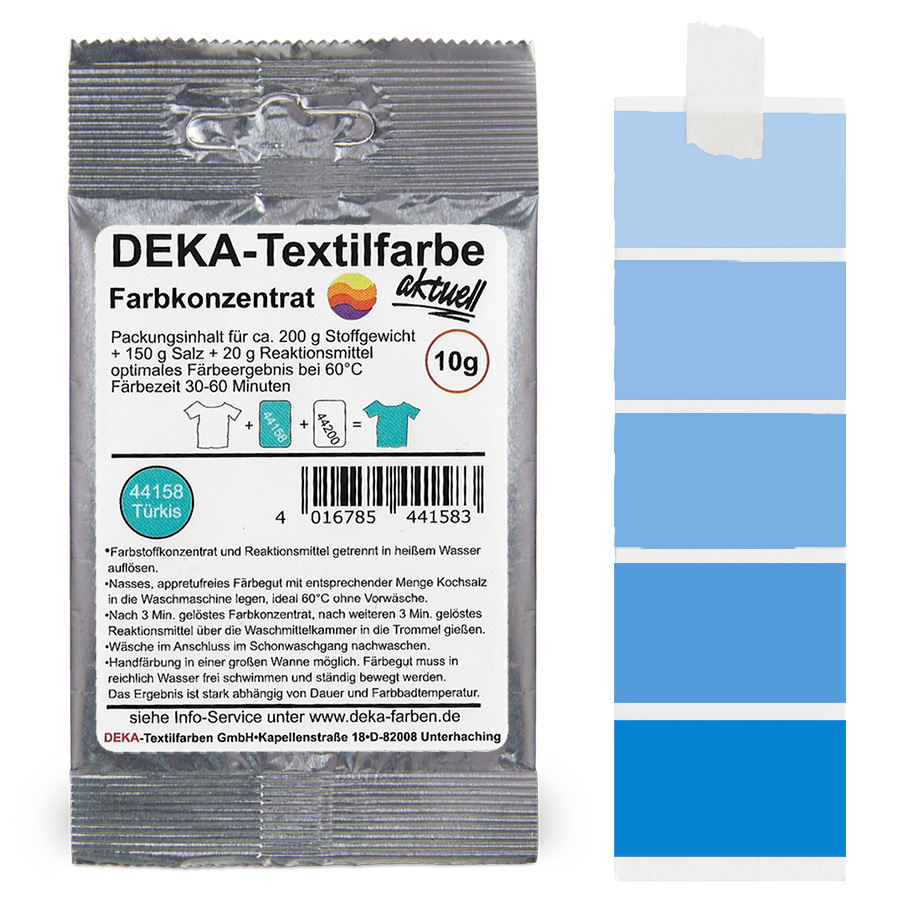 DEKA aktuell Türkis 10 g Beutel DEKA aktuell Textilfarbe Türkis 10 g mit Farbverlauf