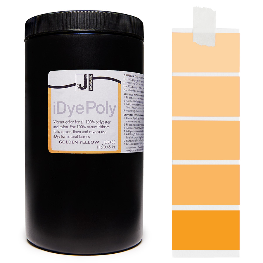 Jacquard iDye Poly 455 Golden Yellow 450 g Pot Jacquard iDye Poly 455 Golden Yellow 450 g avec dégradé, teinture pour polyester