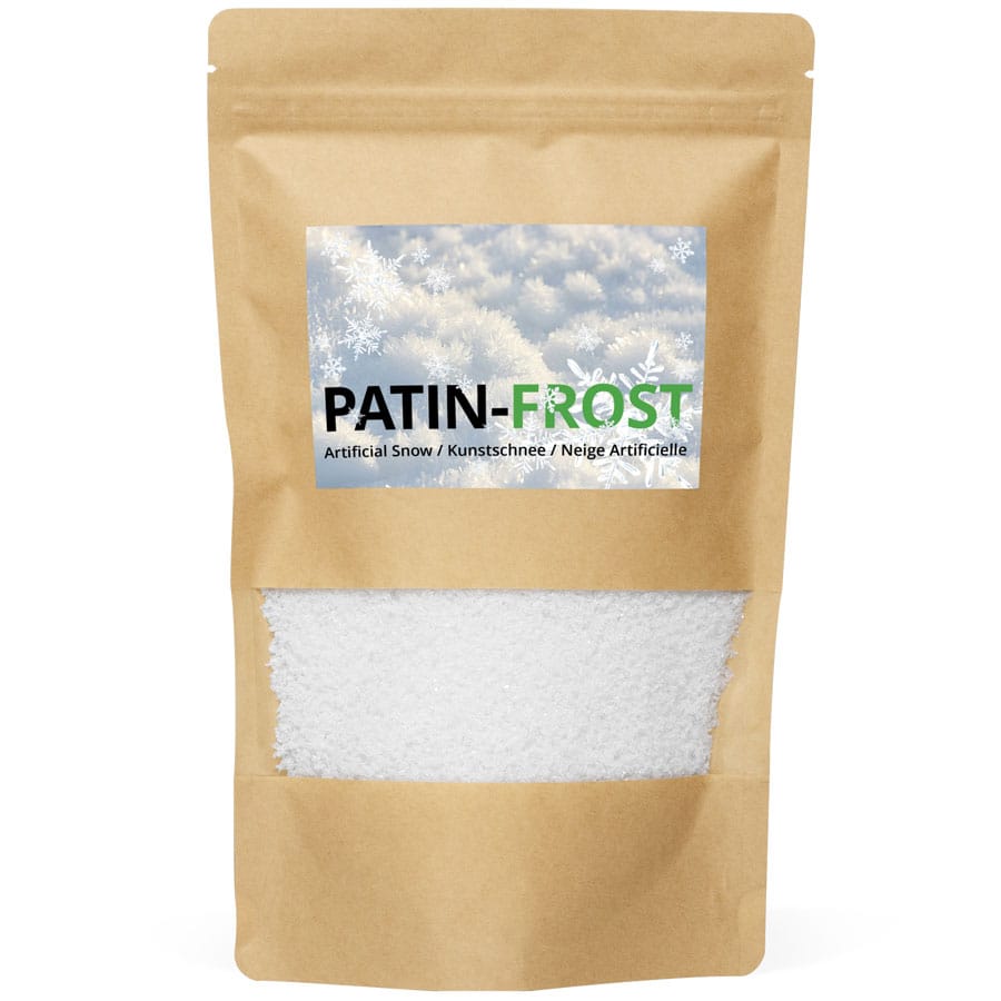 PATIN-FROST - Feiner oder Grober Kunstschnee, Schnee-Effekt, Schmilzt nicht, Perfekt für Film & Theater, Schnee, Frost, Theaterschnee, Filmschnee, Eiseffekt, Eis, Frosteffekt, Schneeflocke