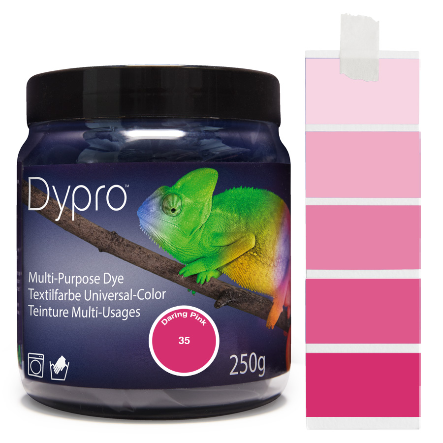 Dypro (Dylon) Textilfarben sind die am stärksten pigmentierten Textilfarben mit intensiven Farbtönen zum Färben von Polyamid/Nylon, Elasthan, Mischgewebe und Naturfasern.