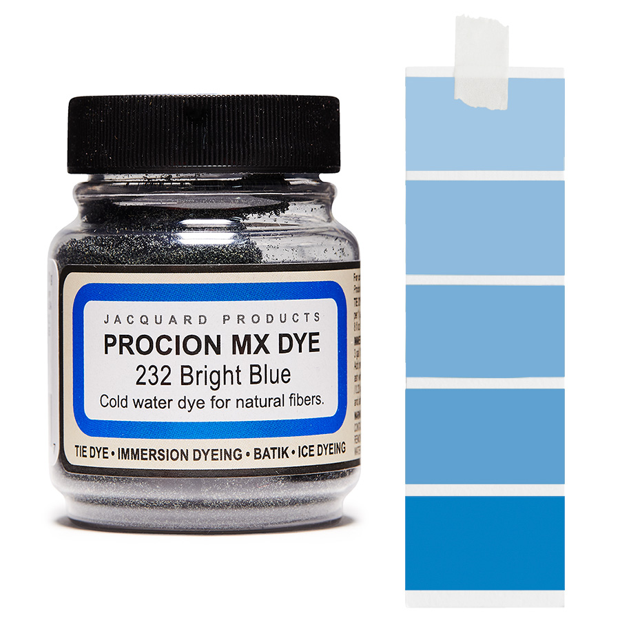 Jacquard Procion MX 232 Bright Blue 18,7 g Dose Jacquard Procion MX 232 Bright Blue 18,7 g mit Farbverlauf, Kaltwasser-Textilfarbe