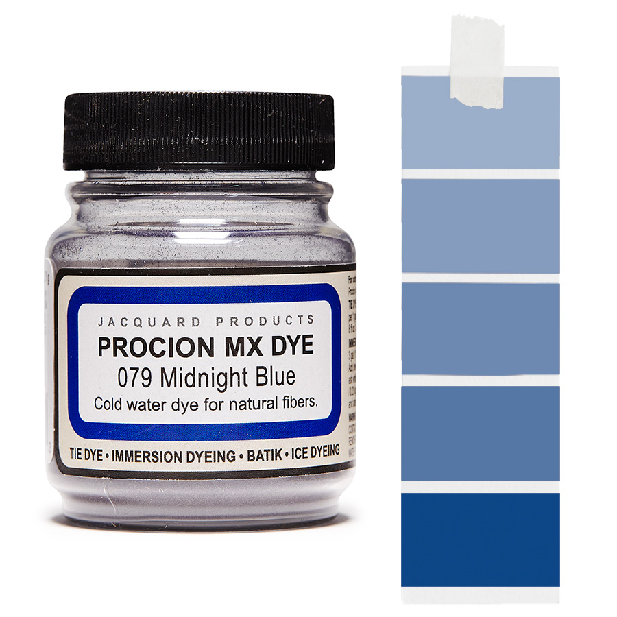 Jacquard Procion MX 079 Midnight Blue 18,7 g Dose Jacquard Procion MX 079 Midnight Blue 18,7 g mit Farbverlauf, Kaltwasser-Textilfarbe
