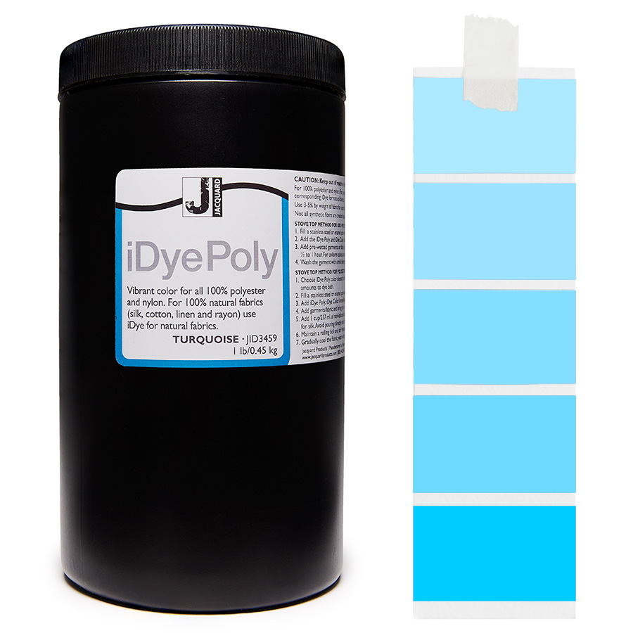 Jacquard iDye Poly 459 Turquoise 450 g Pot Jacquard iDye Poly 459 Turquoise 450 g avec dégradé, teinture pour polyester