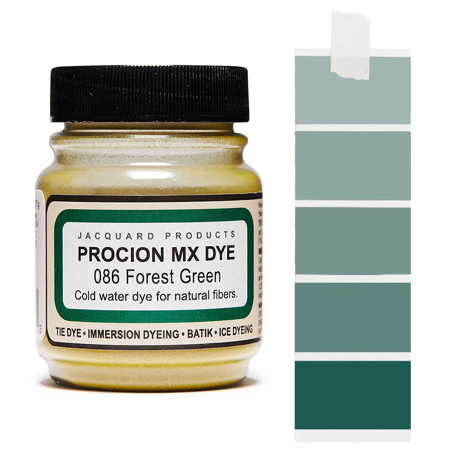 Jacquard Procion MX 086 Forest Green 18,7 g Dose Jacquard Procion MX 086 Forest Green 18,7 g mit Farbverlauf, Kaltwasser-Textilfarbe