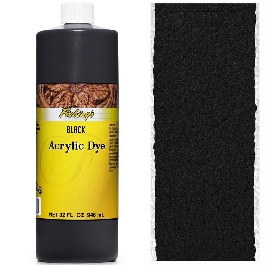 Fiebing's Acrylic Dye 946 ml Black, deckende Lederfarbe, mit Farbmuster