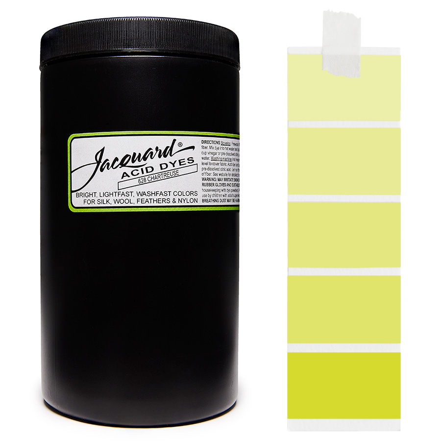 Chartreuse 628  - Jacquard Acid Dye Textilfarbe - 450g - 1lb - leuchtende, neonfarbe, schnell waschende Farbe für Nylon, Seide, Wolle und Federn
