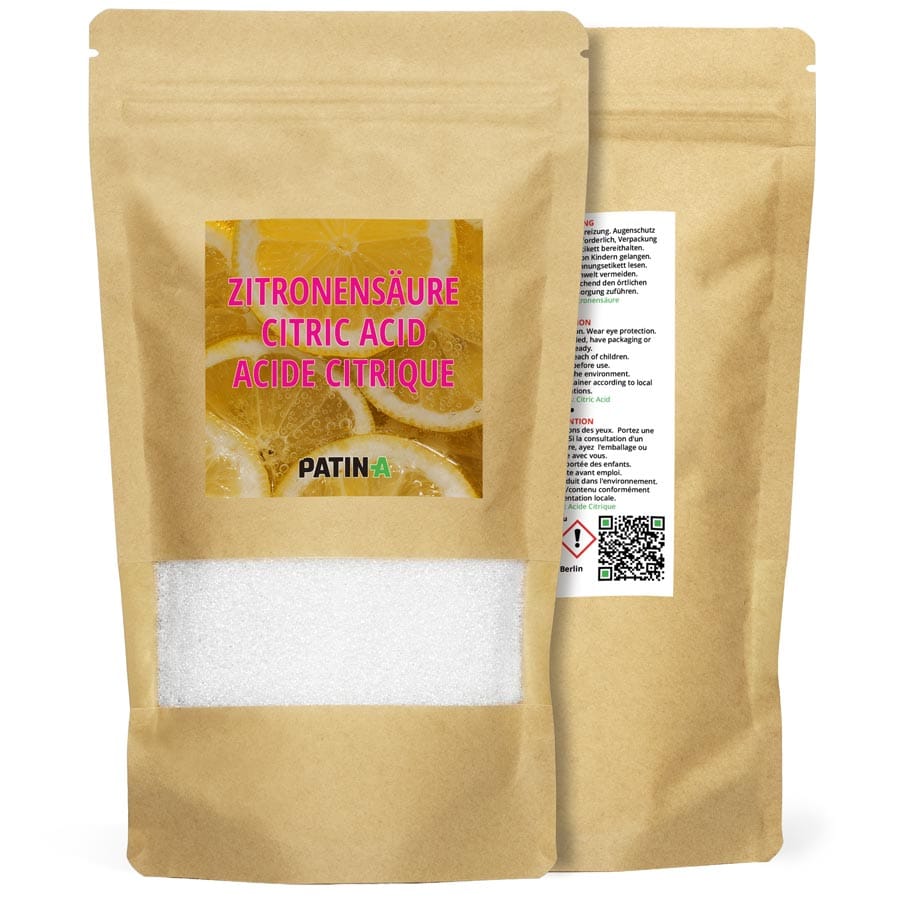 PATIN-A citric acid (powder) consists of 100% pure citric acid powder and is the perfect choice for textile dyeing, household cleaning and water softening.