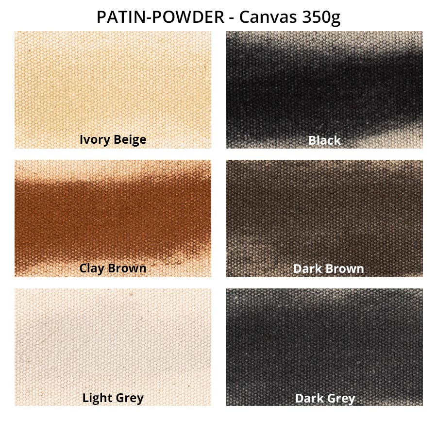 PATIN-POWDER set de 6 sur canevas 350 g Nuancier PATIN-POWDER set de 6 sur canevas 350 g : 6 couleurs de Ivory Beige à Dark Grey