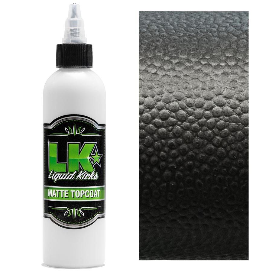 Liquid Kicks Matte Topcoat ist ein professioneller, hochelastischer, matt glänzender Decklack. Das Matte Finish ist ein matter Überzug der einen sanften leichten Glanz besitzt - eher sollte man es mit einem leichten Schimmern bezeichnen.