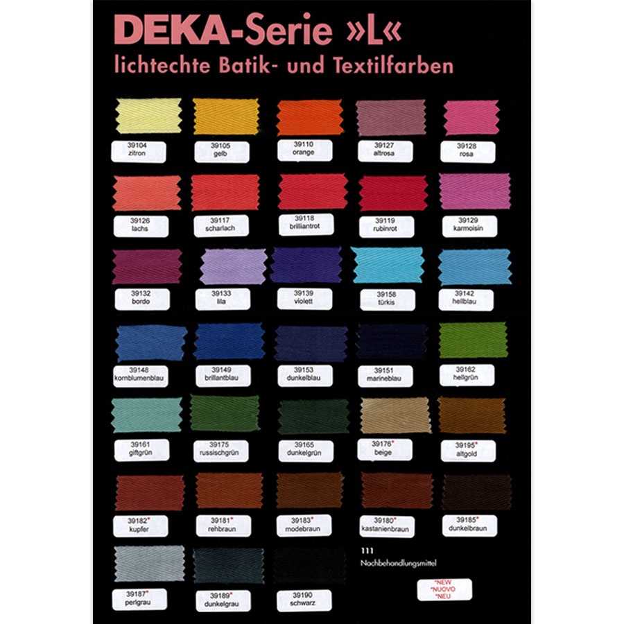DEKA Série L nuancier avec échantillons de couleurs originaux sur tissu coton