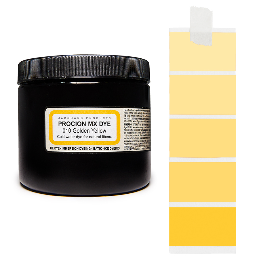 Jacquard Procion MX 010 Golden Yellow 227 g Dose Jacquard Procion MX 010 Golden Yellow 227 g mit Farbverlauf, Kaltwasser-Textilfarbe