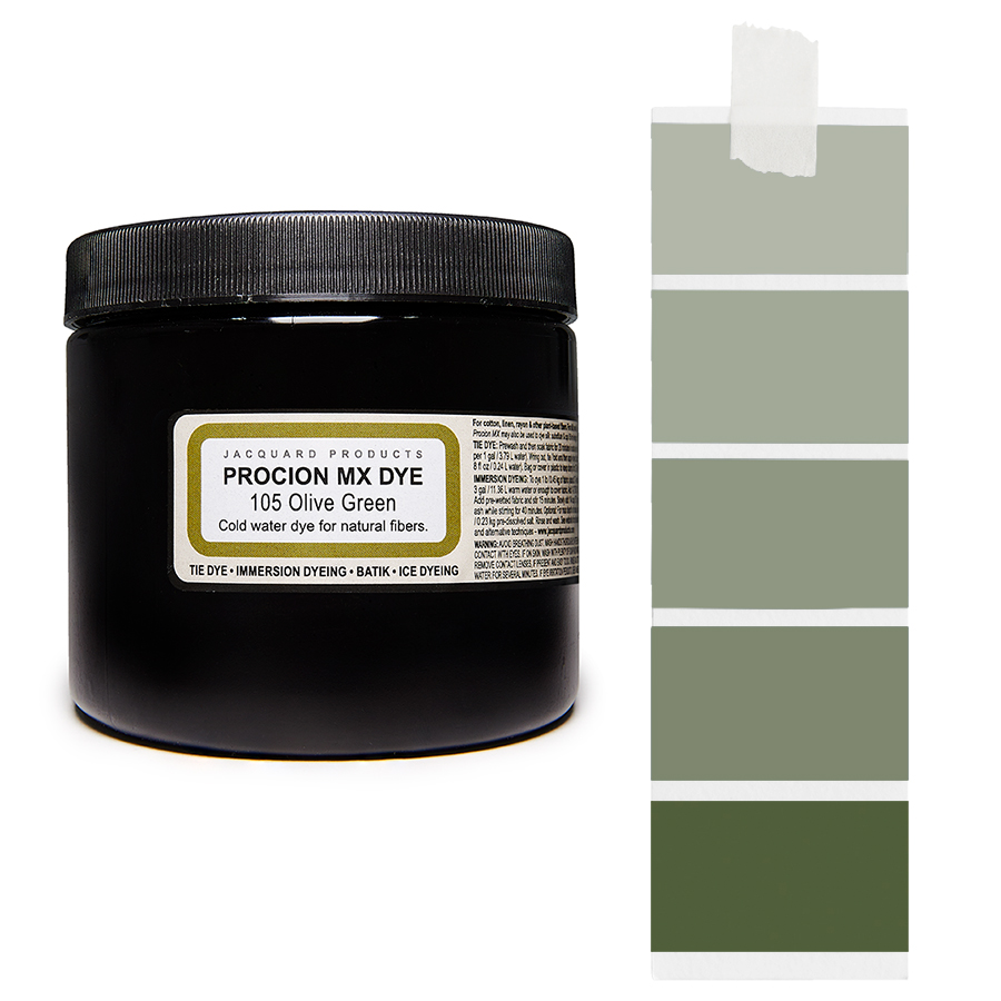 Jacquard Procion MX 105 Olive Green 227 g Dose Jacquard Procion MX 105 Olive Green 227 g mit Farbverlauf, Kaltwasser-Textilfarbe