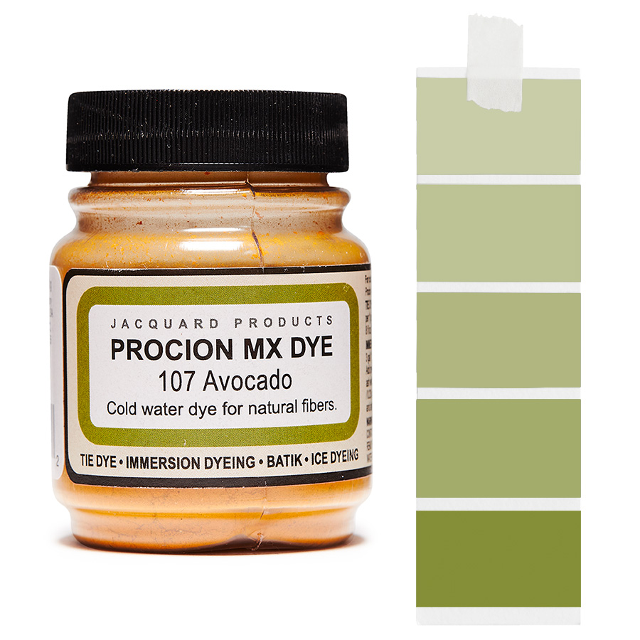Jacquard Procion MX 107 Avocado 18,7 g Dose Jacquard Procion MX 107 Avocado 18,7 g mit Farbverlauf, Kaltwasser-Textilfarbe
