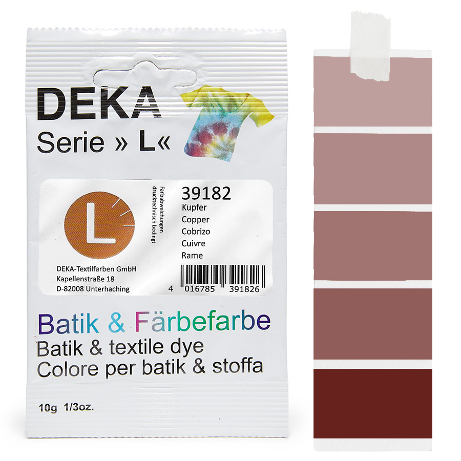 DEKA L teinture batik cuivre 10 g Sachet de teinture batik DEKA série L cuivre, 10 g, avec dégradé