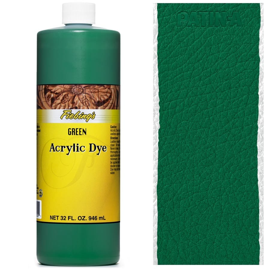 Acrylic Dye 946 ml Green Fiebing's Acrylic Dye 946 ml Green, deckende Lederfarbe, mit Farbmuster