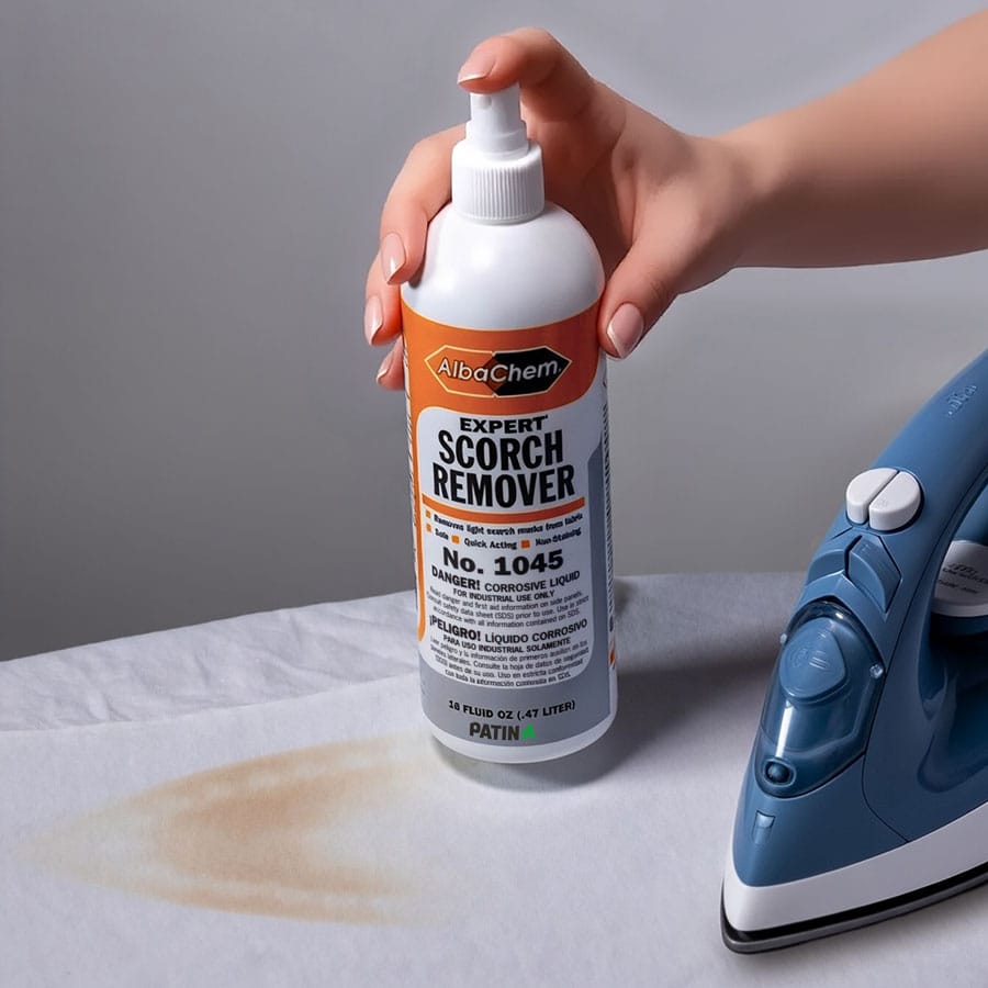 AlbaChem Expert Scorch Remover entfernt im Handumdrehen Brandflecke und leichte Verbrennungen von Kleidung. Durch den Pumpsprühbehälter ist der Entferner leicht anzuwenden.