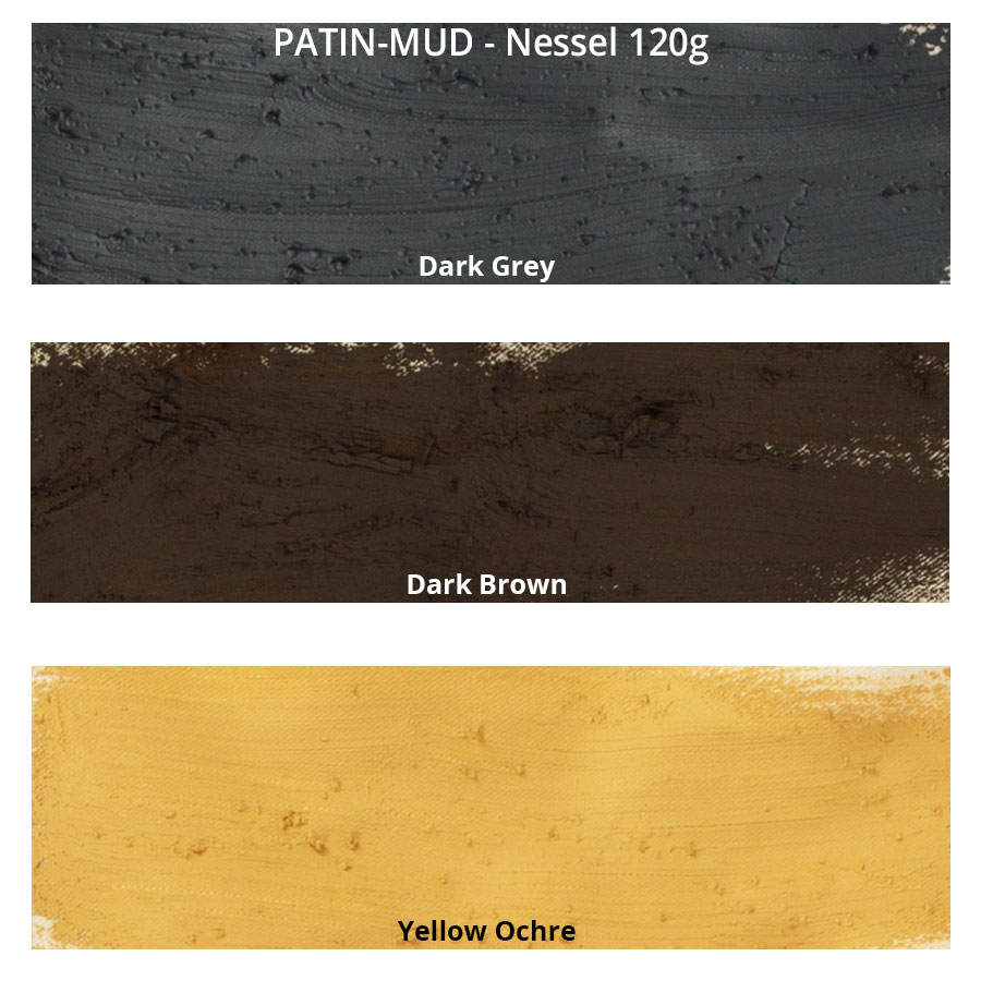 PATIN-MUD SET mini - Patinierschlamm - Farbkarte auf Nessel