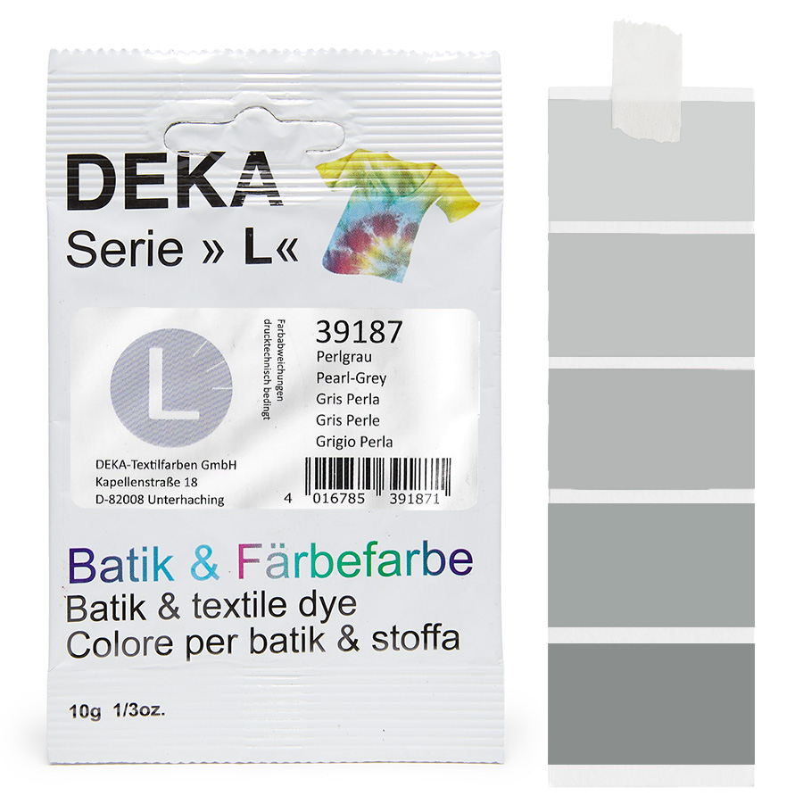 DEKA L teinture batik gris perle 10 g Sachet de teinture batik DEKA série L gris perle, 10 g, avec dégradé