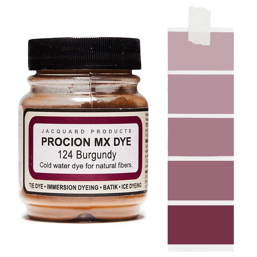 Jacquard Procion MX 124 Burgundy 18,7 g Dose Jacquard Procion MX 124 Burgundy 18,7 g mit Farbverlauf, Kaltwasser-Textilfarbe