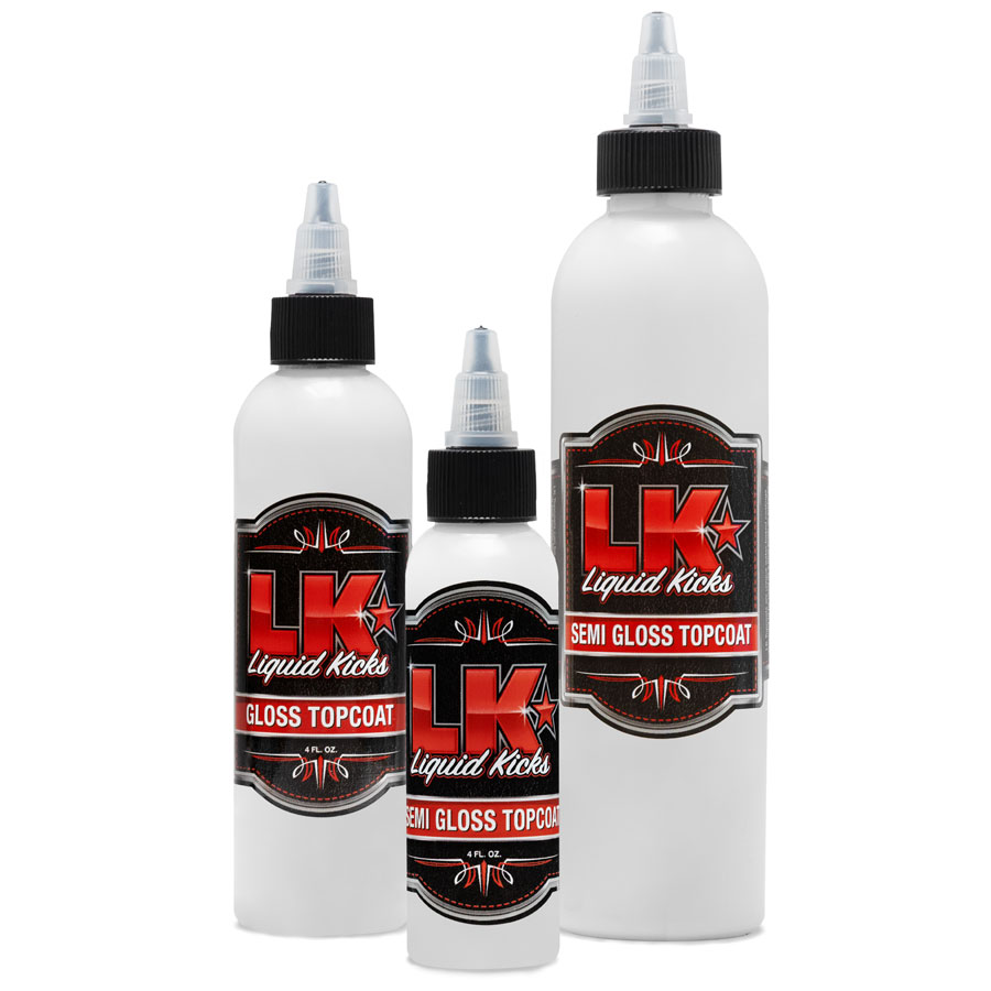 Liquid Kicks Semi Gloss Topcoat ist ein professioneller, hochelastischer, stark glänzender Decklack. Im Gegensatz zu herkömmlichen Glanzlacken bleibt das Gloss Finish elastisch und bricht nicht. Sie erhalten eine unglaublich edle Oberfläche.