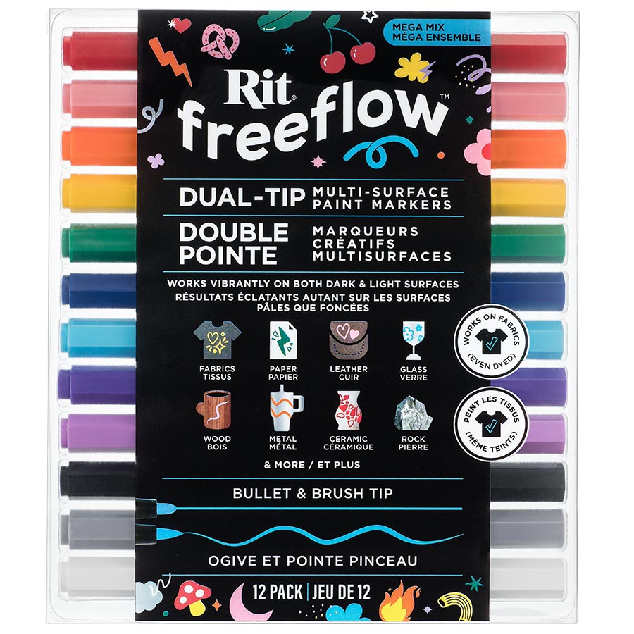 Freeflow Marker Rückseite - Mega Mix - Textile Marker  - einzelne Stifte