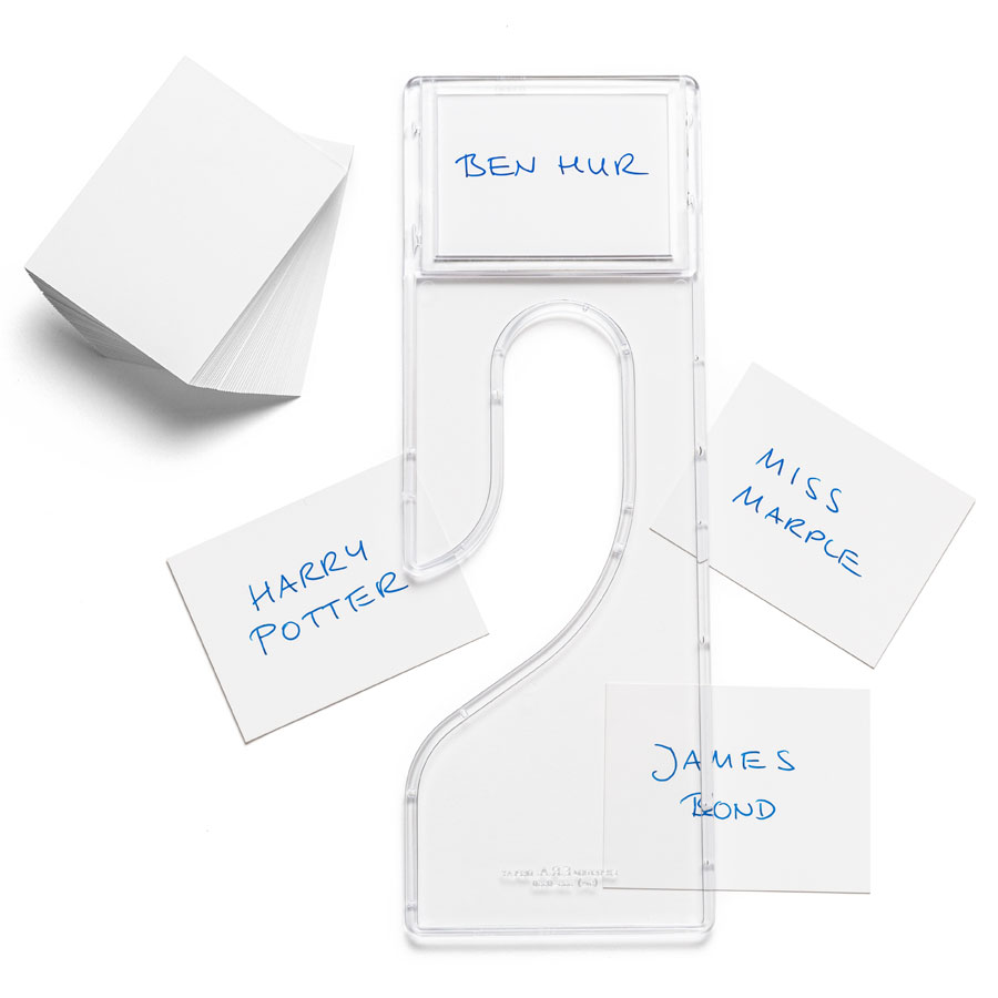 Cartes pour séparateurs transparents Séparateur de tringle transparent avec cartes annotées