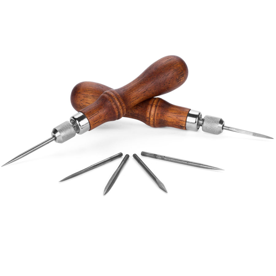 Diese hochwertige Lederahle 4 Klingen Set mit Hartholzgriff kommt mit vier Klingen, die in Sekunden ausgewechselt werden können.