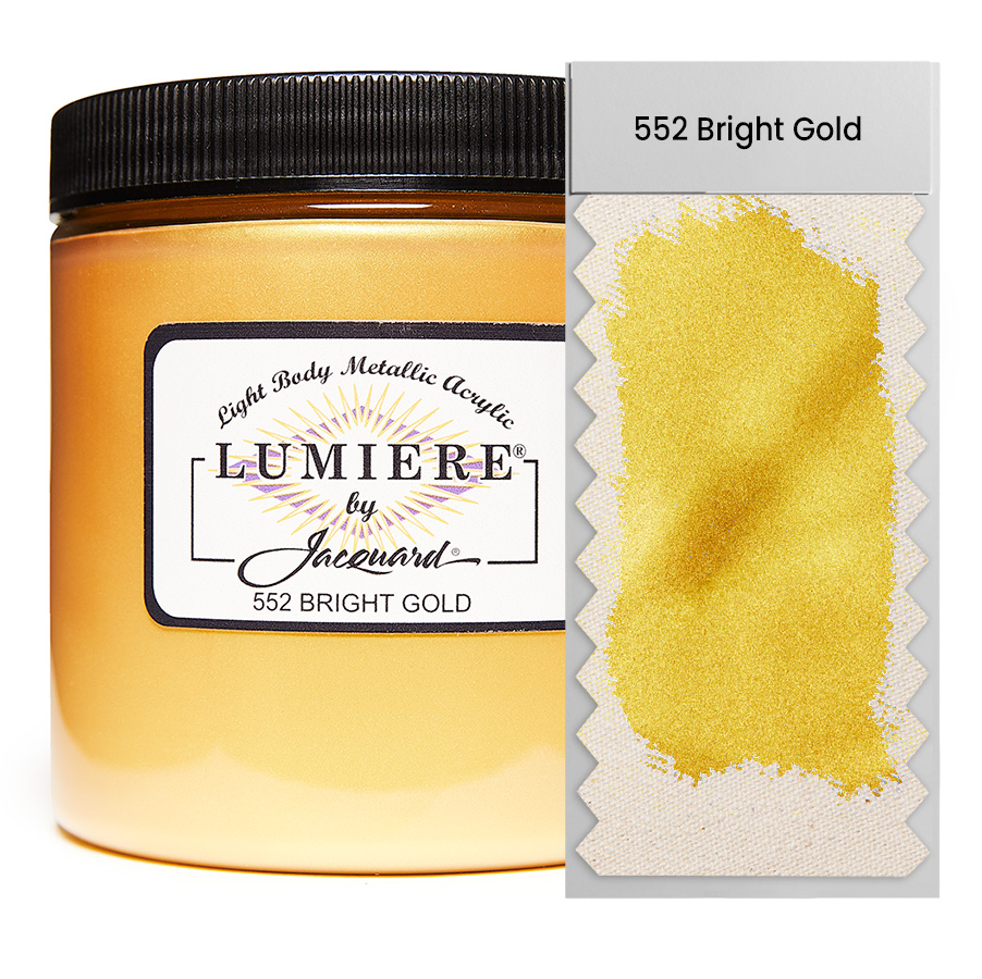 Jacquard Lumiere 552 Bright Gold 236 ml Dose Jacquard Lumiere 552 Bright Gold 236 ml mit Farbaufstrich, Metallic- und Perlglanzfarbe