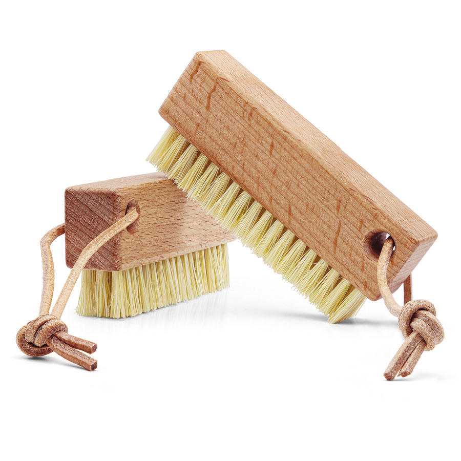 Redecker Nail Brush with Leather Loop Two Redecker wooden nail brushes with leather loop