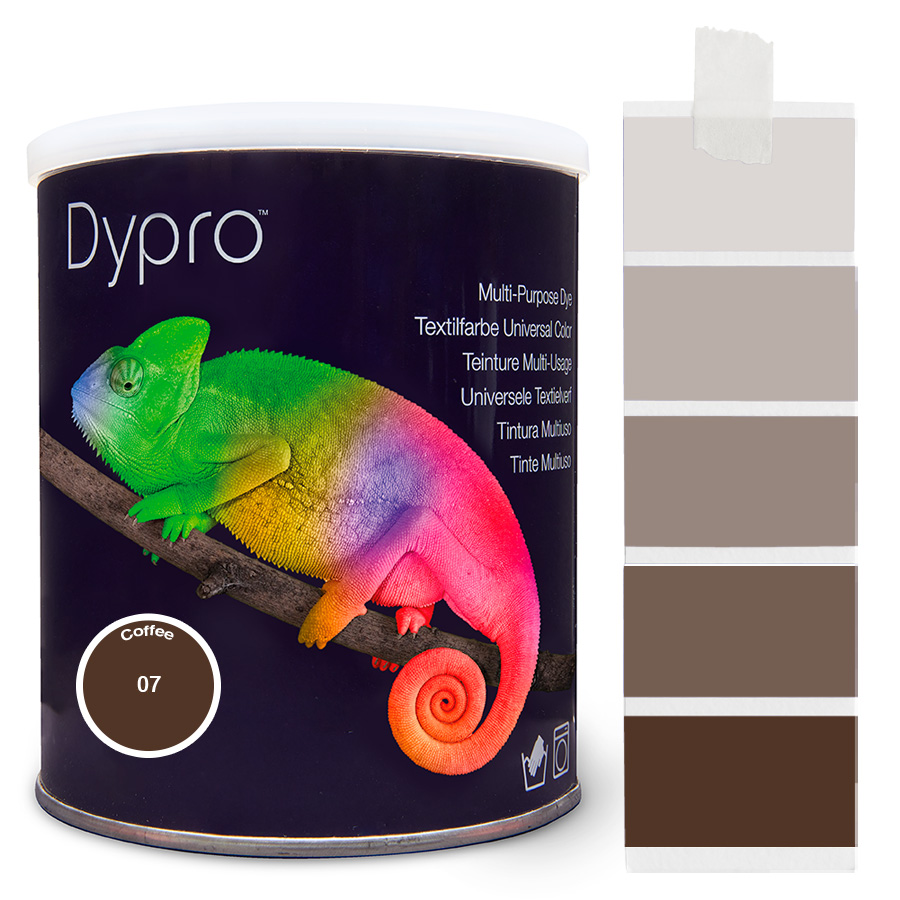 Dypro Coffee 500 g Dose Dypro Universal-Color Textilfarbe Coffee 500 g mit Farbverlauf
