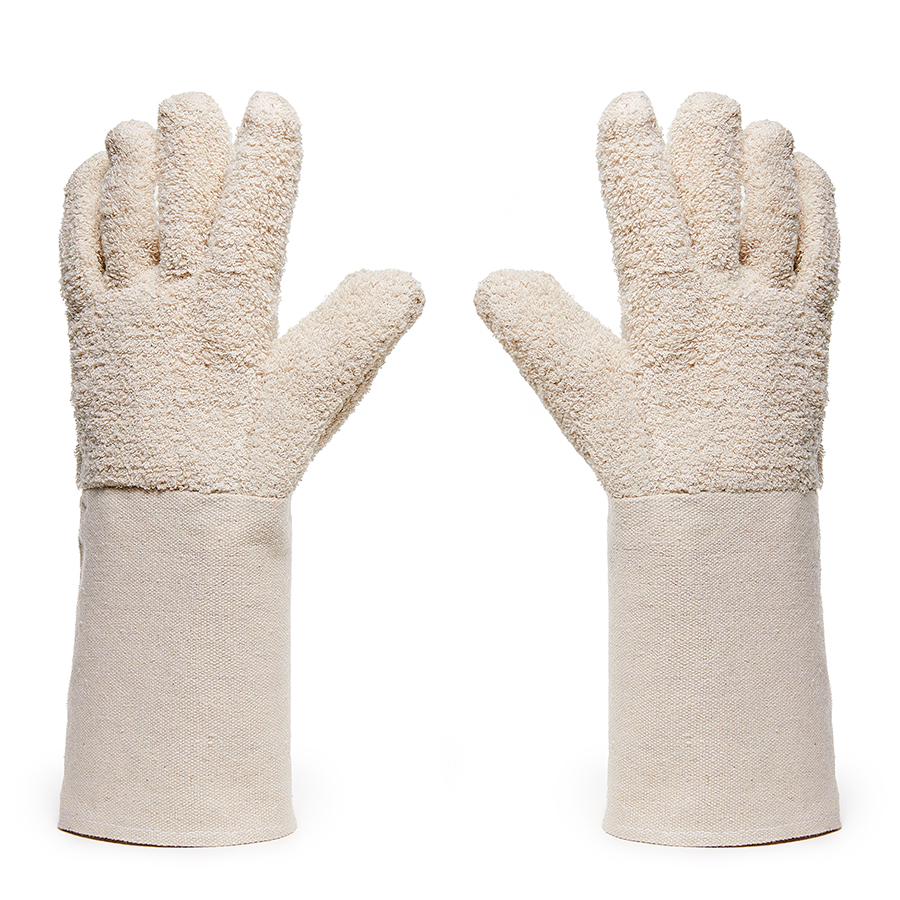 Frottee-Handschuhe außen Frottee-Handschuhe aus Baumwolle, Außenseite