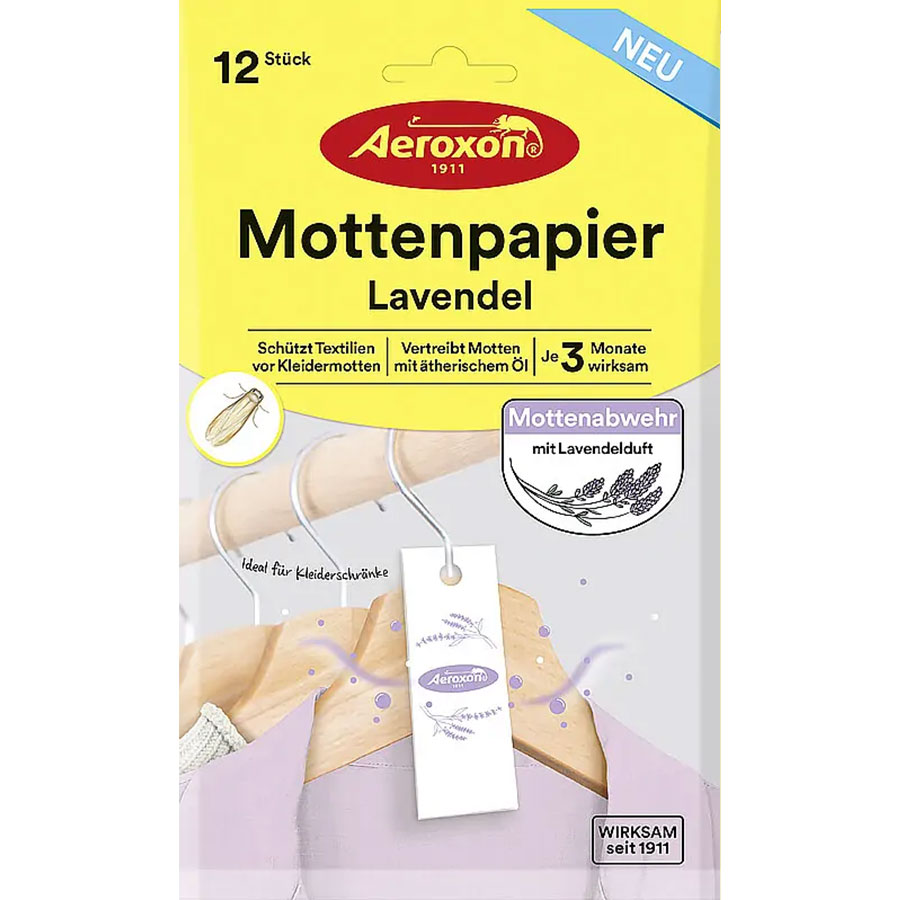 Mottenpapier Lavendel Aeroxon Packung Aeroxon Mottenpapier Lavendel mit 12 Stück