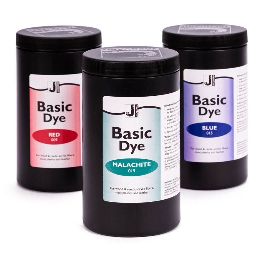 Jacquard Basic Dye Acryl Textilfarbe 450 g Drei Dosen Jacquard Basic Dye in Red, Malachite und Blue