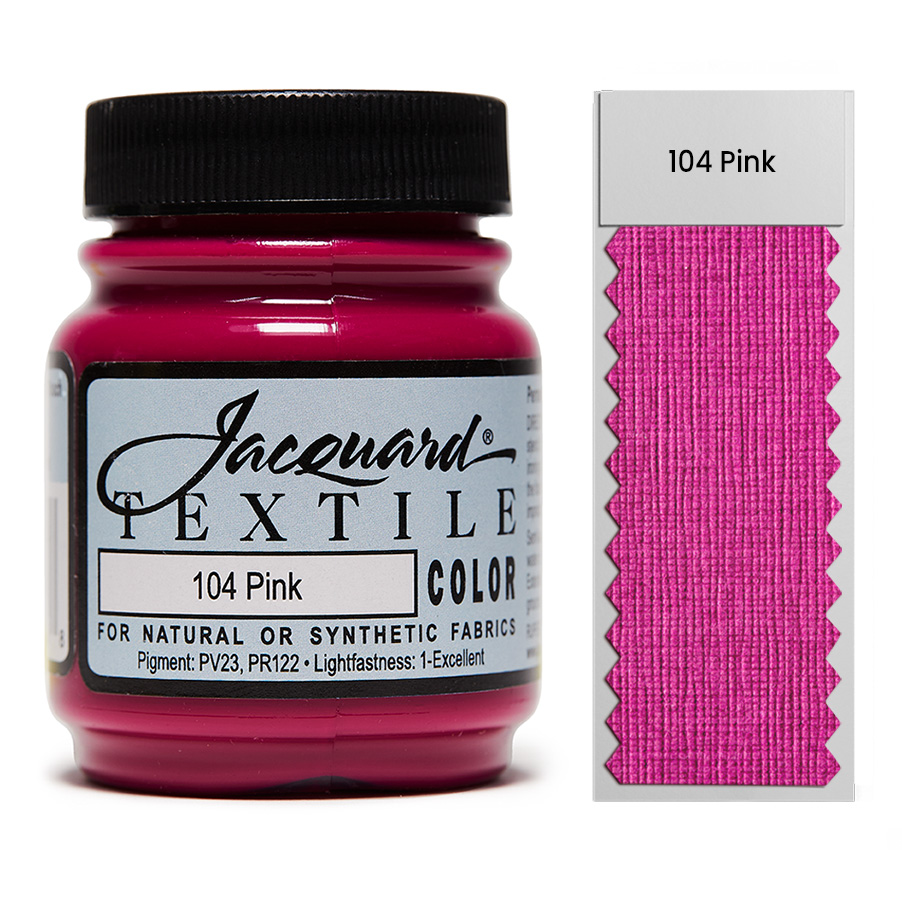 Jacquard Textile Color 104 Pink 67 ml Dose Jacquard Textile Color 104 Pink 67 ml mit Farbaufstrich, Stoffmalfarbe