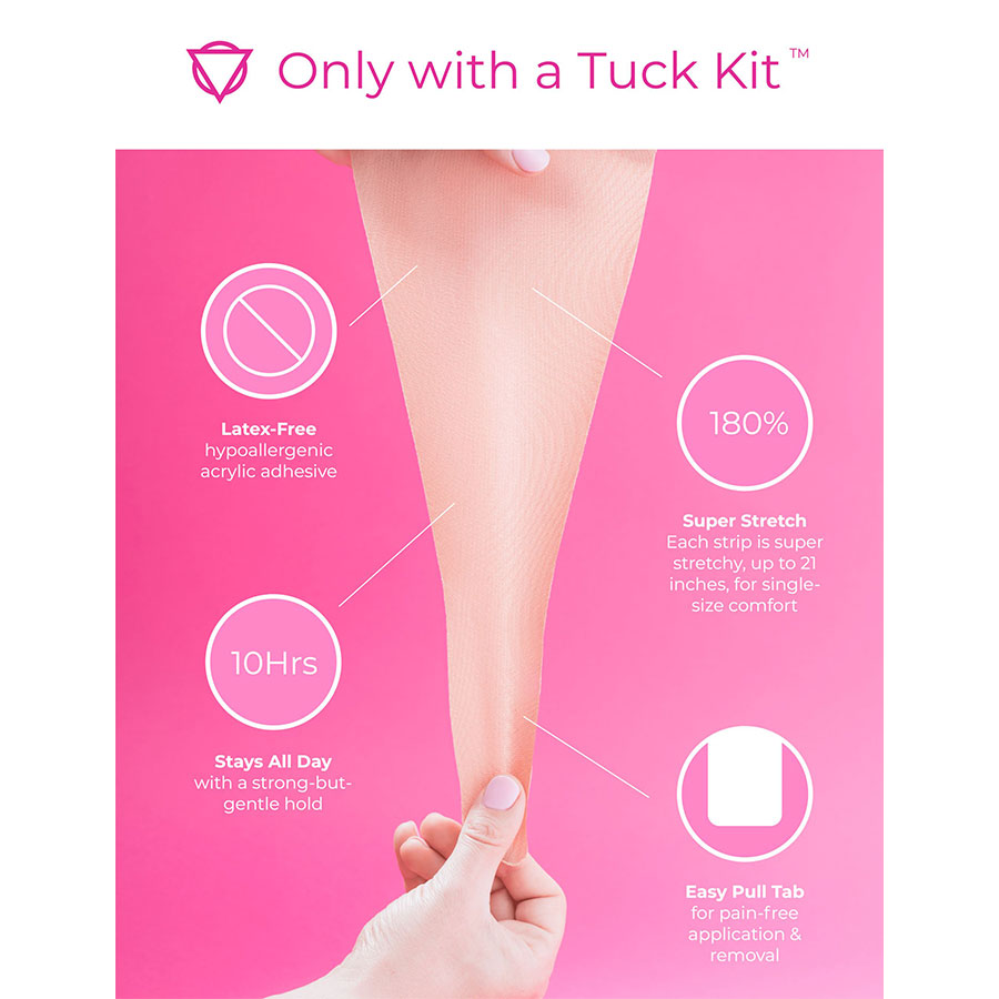 Unclockable Tuck Set Eigenschaften des Tuck Kits in Beige: latexfrei, dehnbar, 10 Stunden Halt