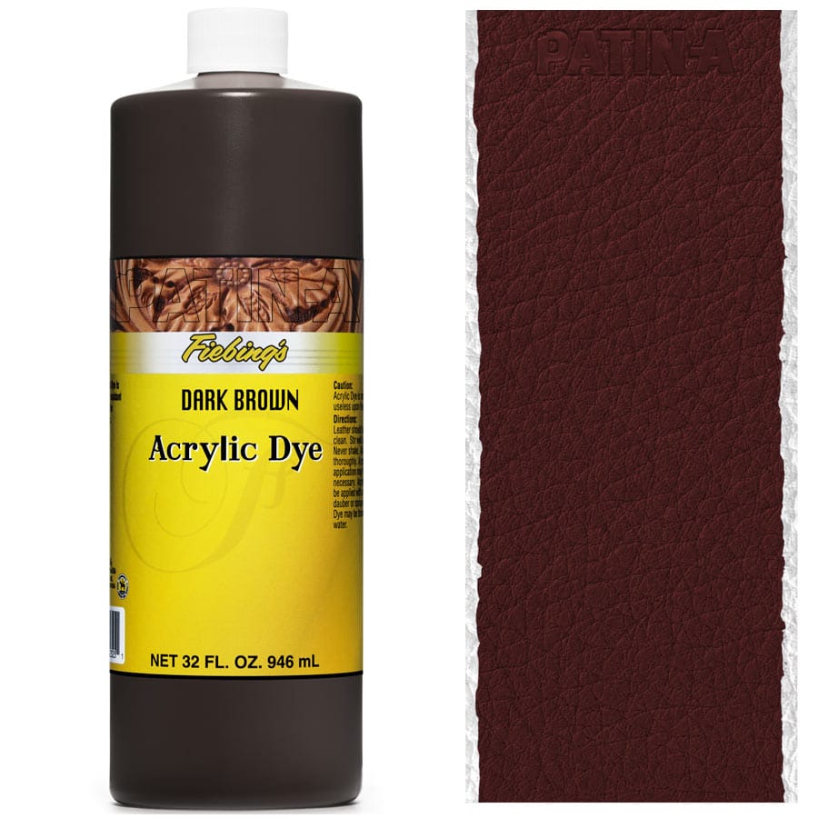 Fiebing's Acrylic Dye 946 ml Dark Brown, deckende Lederfarbe, mit Farbmuster