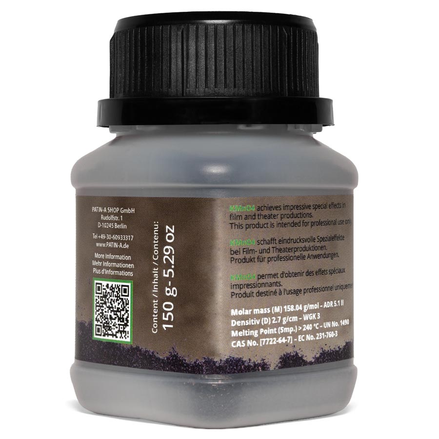 Le permanganate de potassium (KMnO₄) est le moyen le moins cher et le plus connu pour vieillir ou teindre rapidement les textiles.