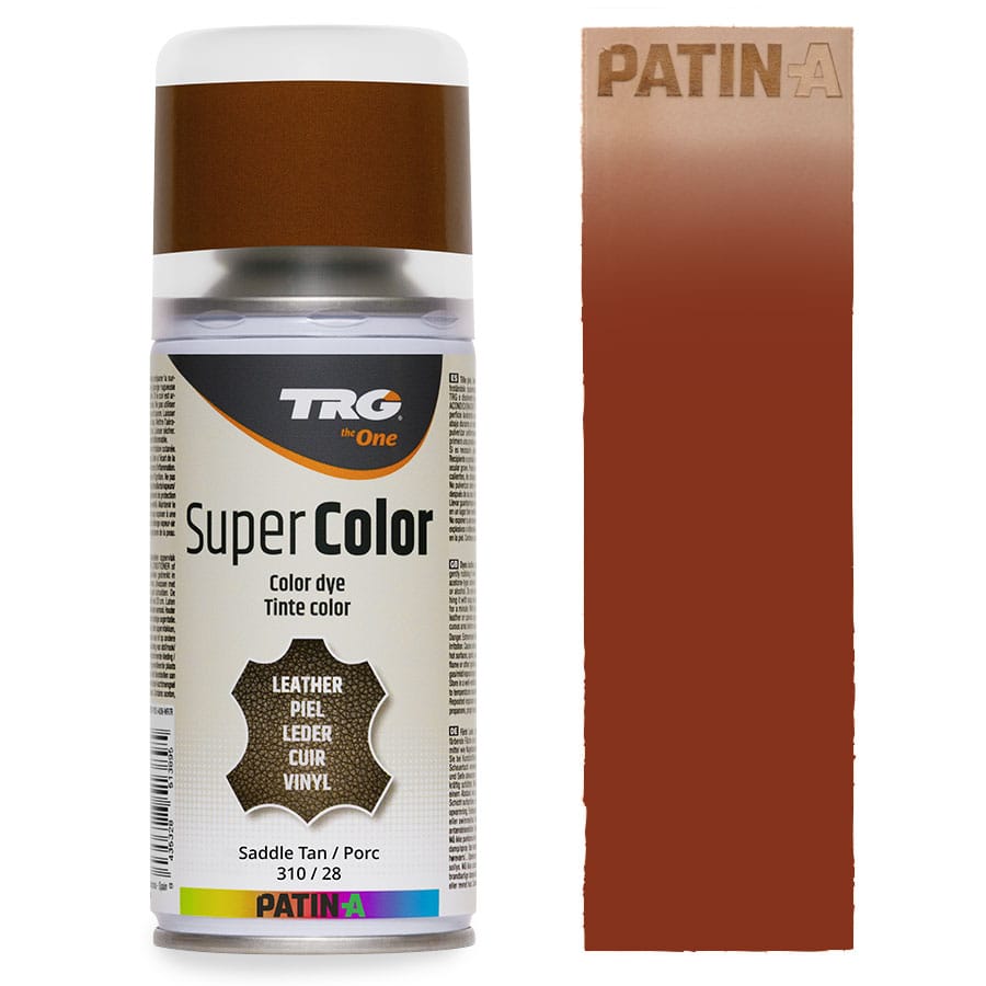 TRG SuperColor 310 Saddle Tan TRG SuperColor Lederfarbspray Saddle Tan 310 mit Farbmuster