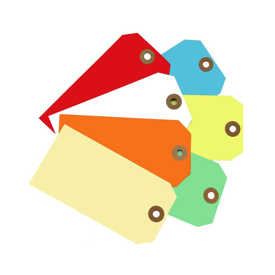 Étiquettes d'essayage colorées Étiquettes d'essayage colorées rouge, orange, jaune, vert et bleu