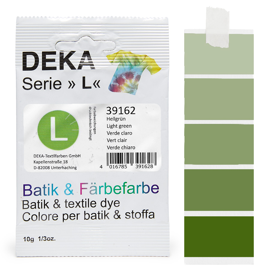 DEKA L teinture batik vert clair 10 g Sachet de teinture batik DEKA série L vert clair, 10 g, avec dégradé