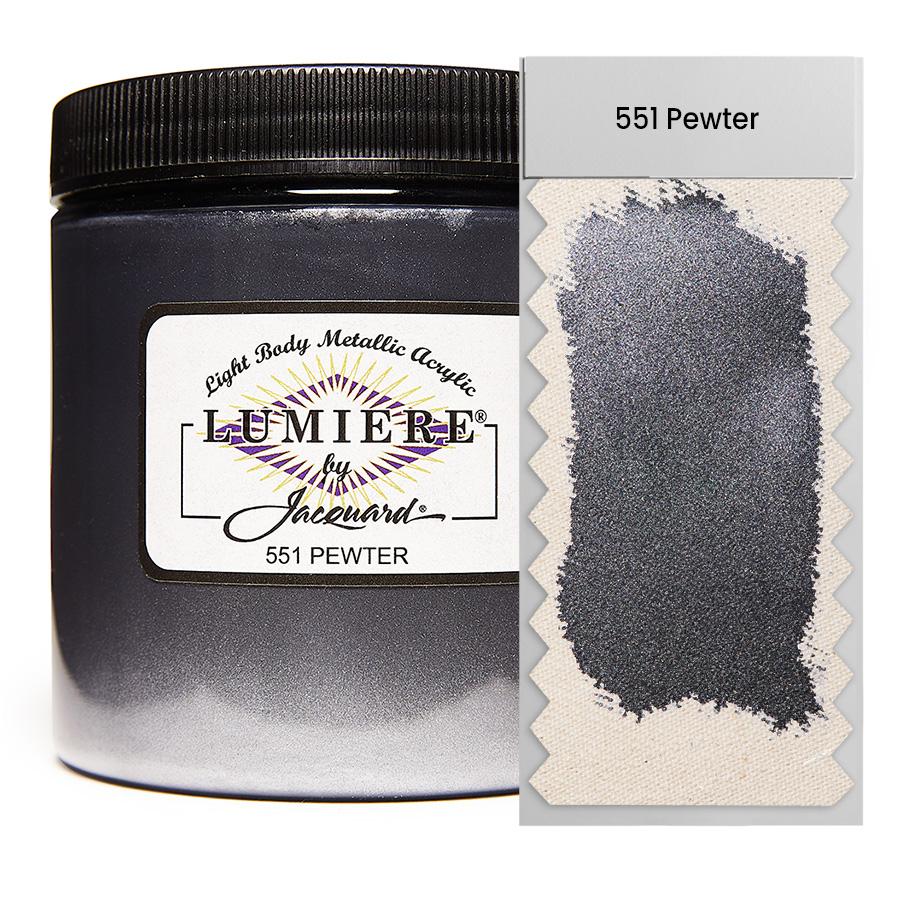 Jacquard Lumiere 551 Pewter 236 ml Dose Jacquard Lumiere 551 Pewter 236 ml mit Farbaufstrich, Metallic- und Perlglanzfarbe