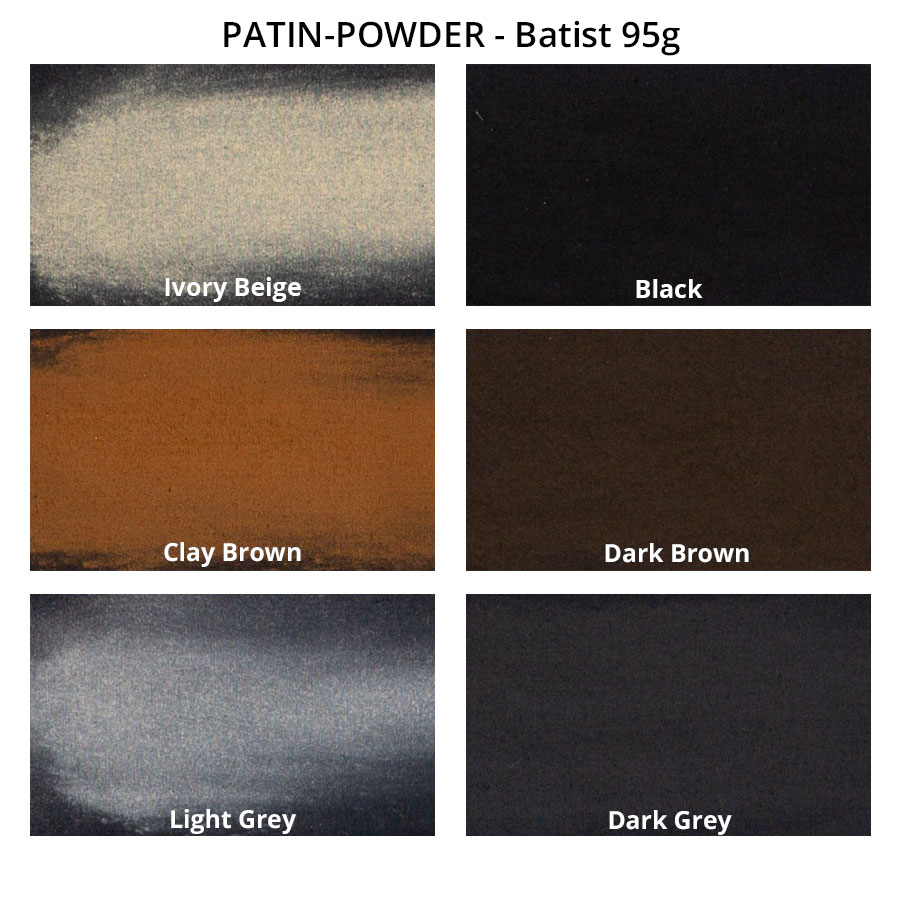 PATIN-POWDER set de 6 sur batiste 95 g Nuancier PATIN-POWDER set de 6 sur batiste 95 g : 6 couleurs de Ivory Beige à Dark Grey