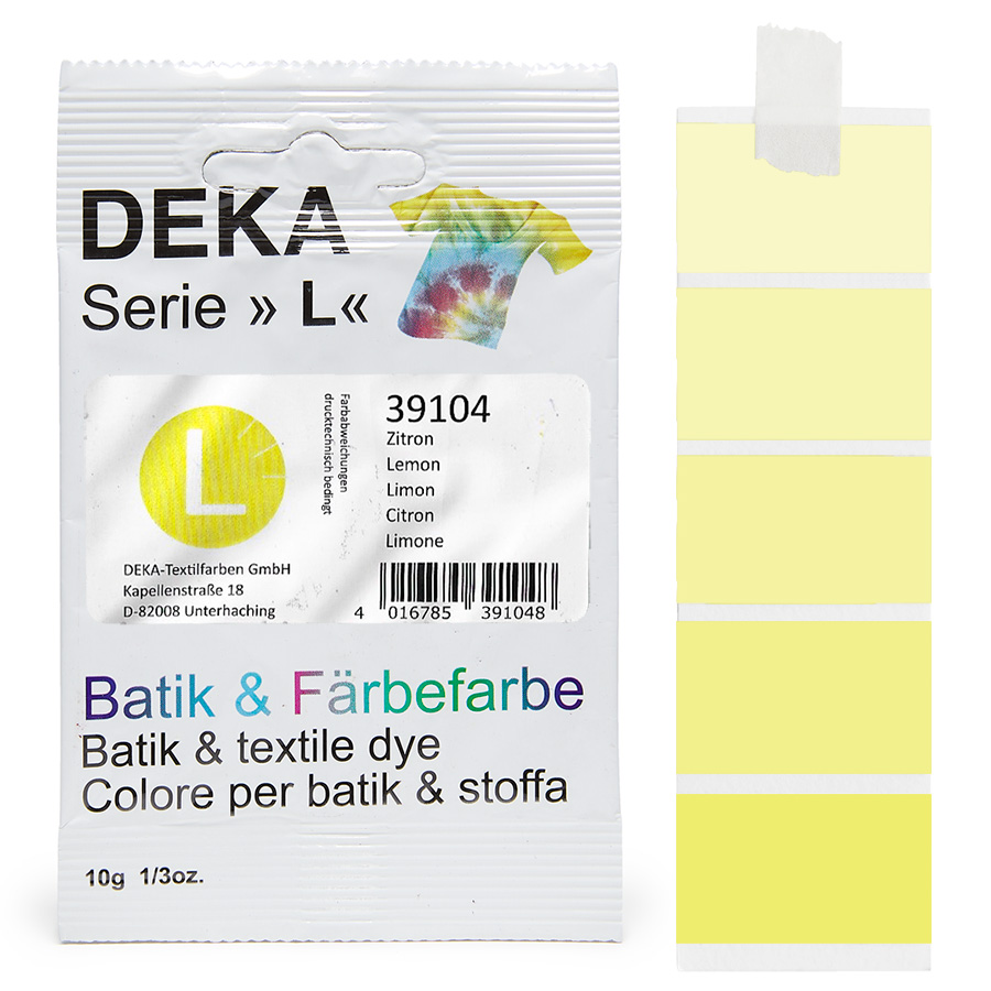 DEKA L teinture batik citron 10 g Sachet de teinture batik DEKA série L citron, 10 g, avec dégradé
