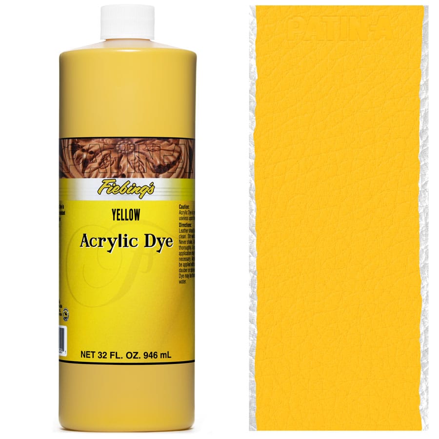 Fiebing's Acrylic Dye 946 ml Yellow, deckende Lederfarbe, mit Farbmuster