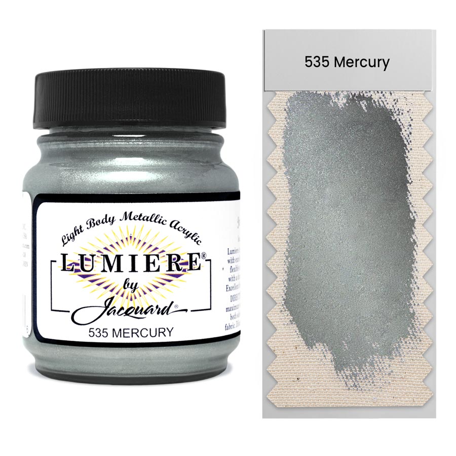 Jacquard-Lumiere 535 Mercury 67ml hochwertige Metallicfarbe für Textilien, Leder, Vinyl, Kunststoff & Gummi
