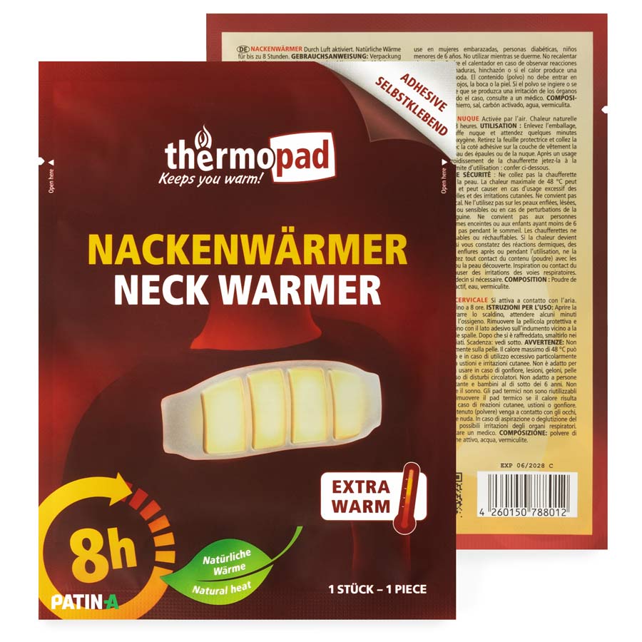 Der Thermopad Nackenwärmer ist ein selbstklebendes Wärmepad speziell für den Schulter- und Nackenbereich und hilft bei Schmerzen und Verspannungen.