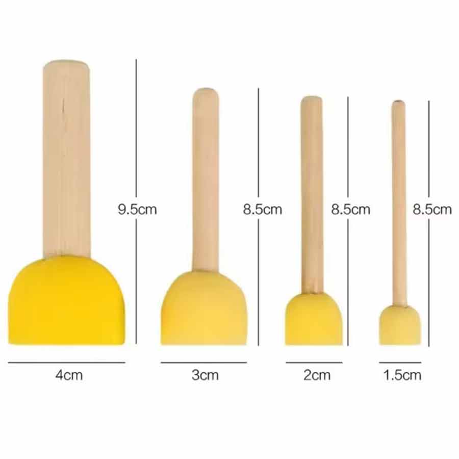 Gelbe Schwamm Stupfpinsel in 4 verschiedenen Größen