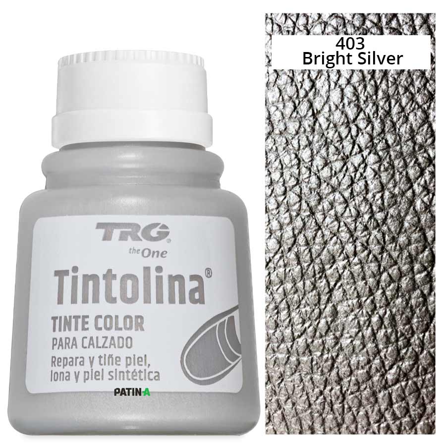 Tintolina Metallic 403 25 ml TRG Tintolina Metallic Lederfarbe 25 ml, 403 Brilliant Silver, mit Farbmuster
