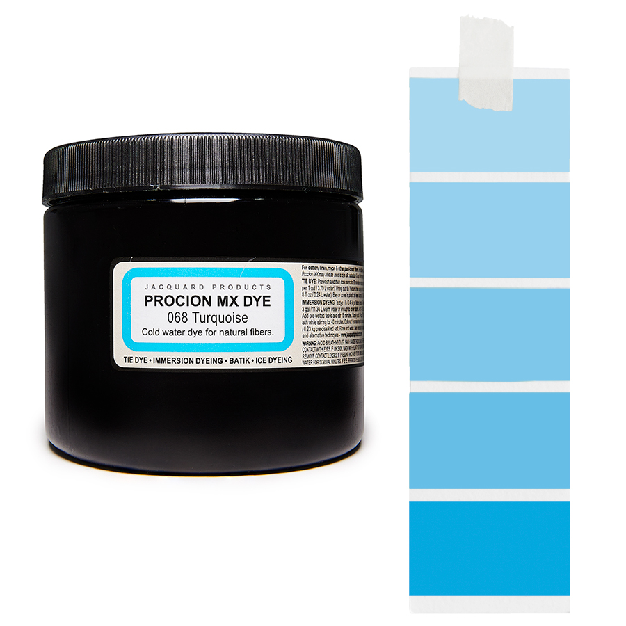Jacquard Procion MX 068 Turquoise 227 g Dose Jacquard Procion MX 068 Turquoise 227 g mit Farbverlauf, Kaltwasser-Textilfarbe