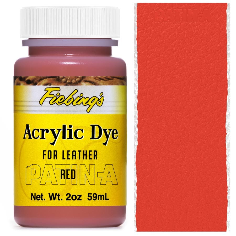 Fiebing's Acrylic Dye 59 ml Red, deckende Lederfarbe, mit Farbmuster